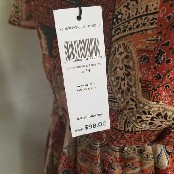 NWT BCBGENERATION Paisley Hypnosis Ruffle Dress - Picture 6 of 9